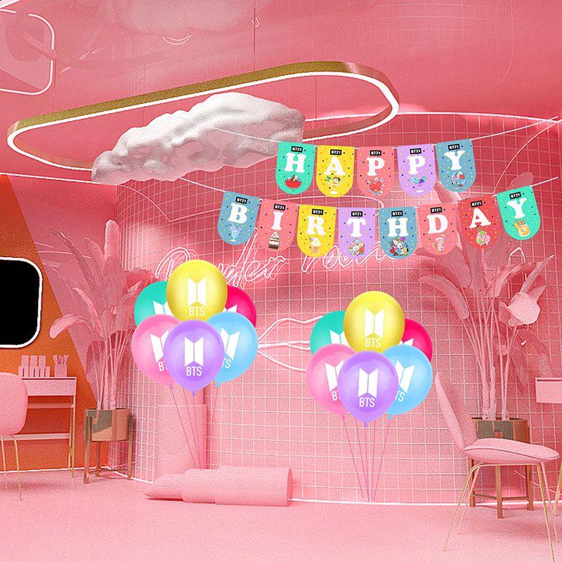 Набор принадлежностей для дня рождения в стиле BTS с яркими украшениями Bangtan Boys