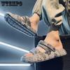 WTEMPO Мужские летние сандалии, шлепанцы на мягкой подошве, уличная полая пляжная обувь, домашние тапочки, носимая противоскользящая походная обувь