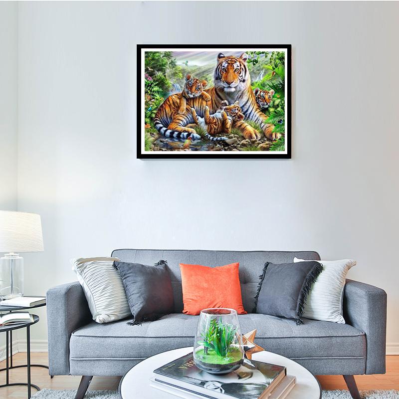 DIY Тигр 5D алмазная живопись полная круглая дрель животное Алмазная вышивка крестиком мозаика наборы настенное искусство домашний декор