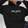 Milano Print Kangaroo Pocket Hoodie Casual Long Sleeve Drawstring Hoodies Sweatshirt Женская одежда Унисекс