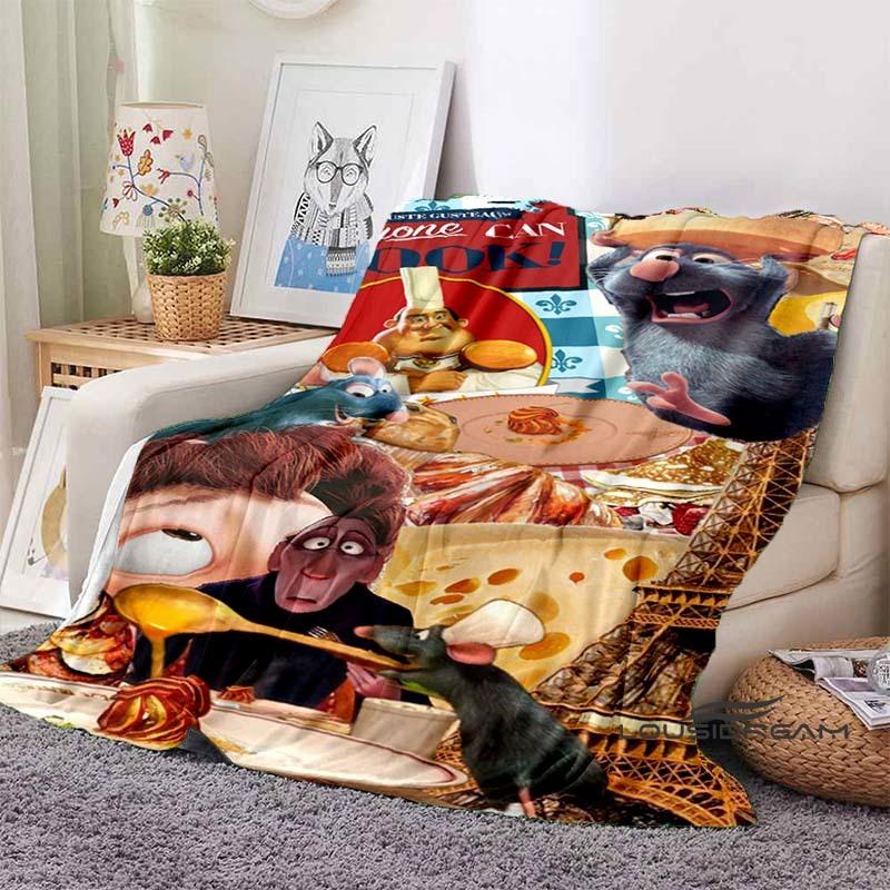 Ratatouille cartoon flannel blanket, warm and soft for spring, suitable for both men and women, beautiful living room bedspread,