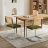 Mid Century Modern Dining Chairs Set of 2, Velvet Accent Chairs with Natural Cane Back & Stainless Chrome Base, Olive Green, DE1851OL