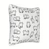 1Pc White Cat Pattern Pillow Cover - Contemporary Style Cute Kitten & Kitties Design, Zipper Closure, Machine Washable For Porch