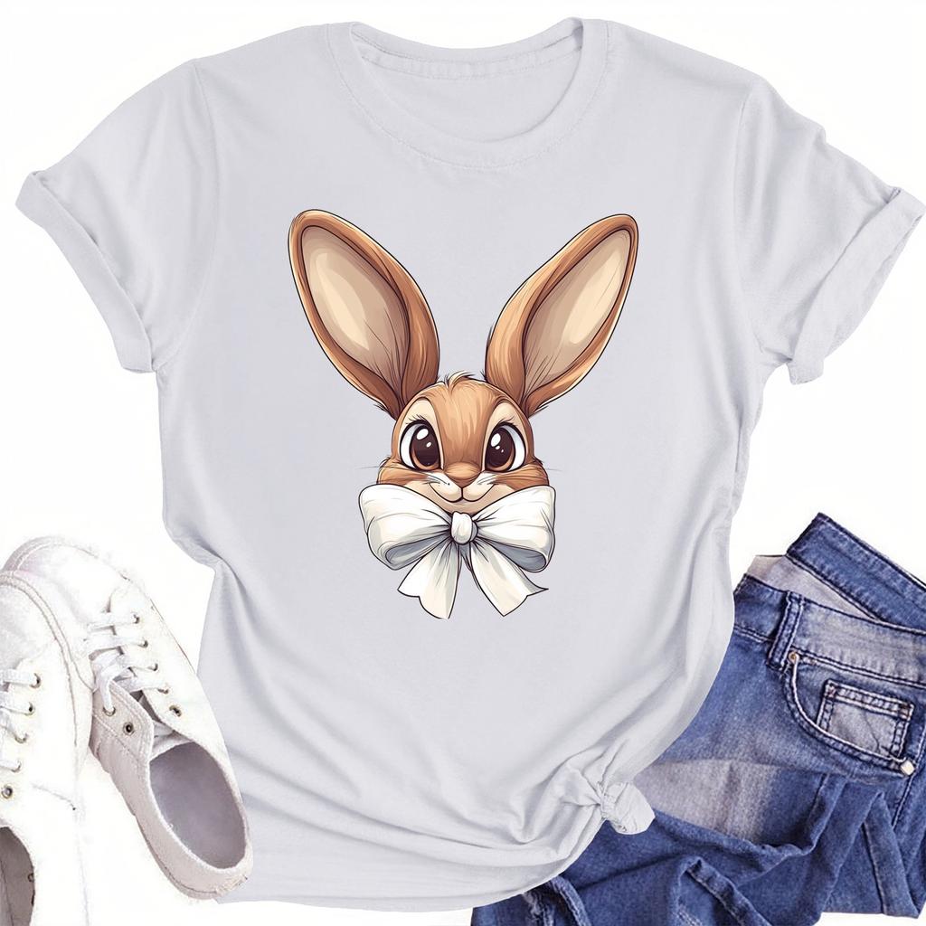 Women's Round Neck Casual Printed Short-sleeved T-shirt Top