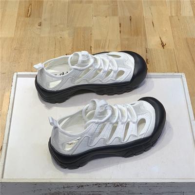 Модные летние женские сандалии сетчатые повседневные туфли белые на толстой подошве на шнуровке сандалии с открытым носком пляжная обувь для женщин новая обувь для женщин