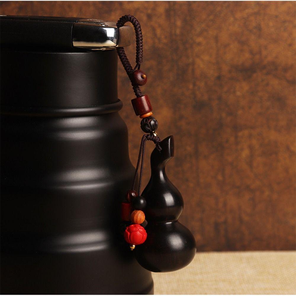 Polished Sandalwood Gourd Keychain Chinese Style Rosewood Car Keychain Man Gift