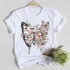 Женская футболка с принтом «Бабочка», модная летняя футболка из чистого хлопка, свободная, с круглым вырезом и короткими рукавами, женская