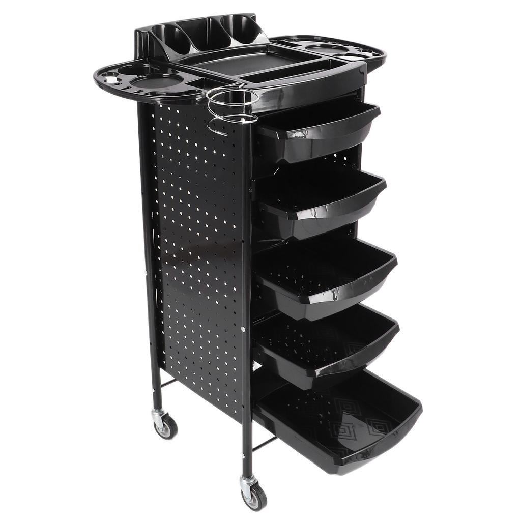 Salon Trolley Cart Black Space Saving Salon Beauty Rolling Cart for Extra Storage