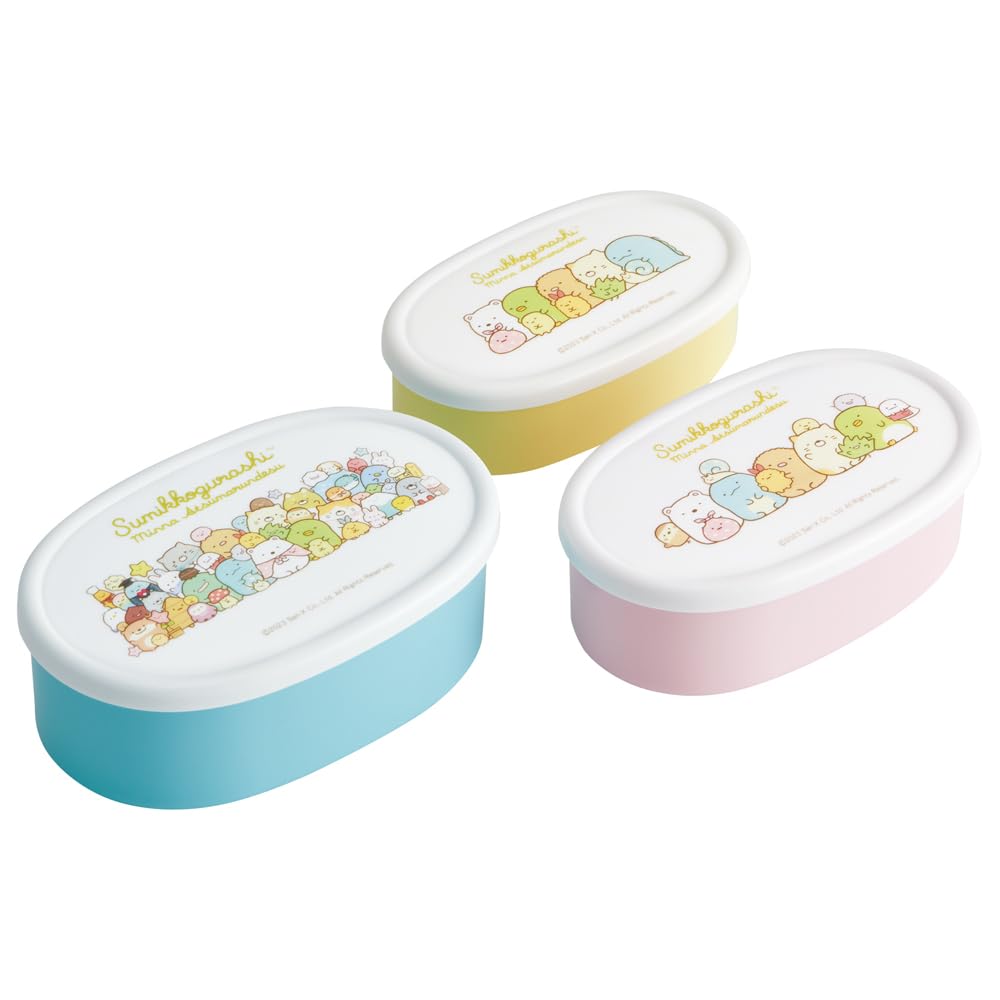 Skater Lunch Sealable Set of 3 Medium Small Sumikkogurashi Atsumarundesu Made in Japan Boxes, Containers, (Large 400ml, 280ml, 180ml) Sanrio,