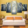 5 Piece Wall Art Canvas Paintes Forest Trail Morning Mist Landscape Paintings Trees Poster For Home Living Room Decoration No Frame