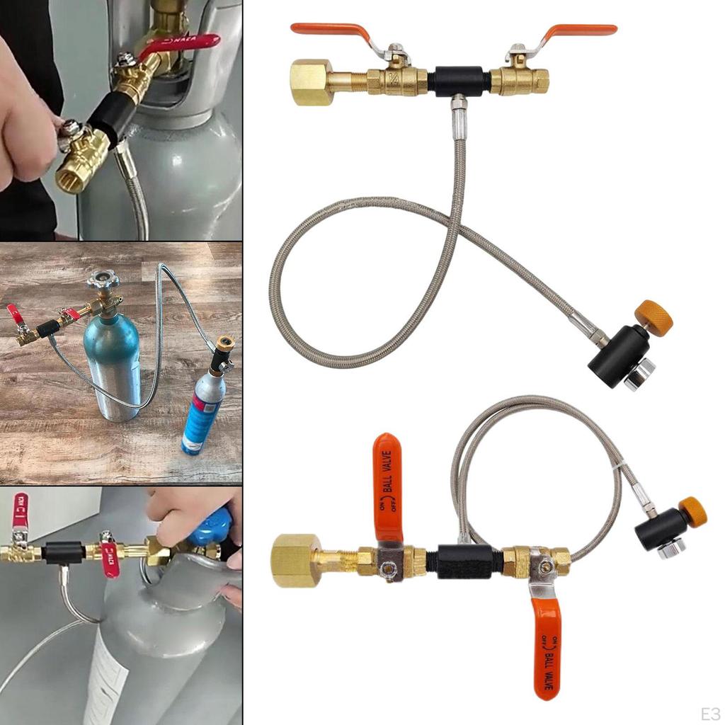 CO2 Cylinder Refill Adapter Bottle Connector Portable with Hose Replace Fill Station Kit,