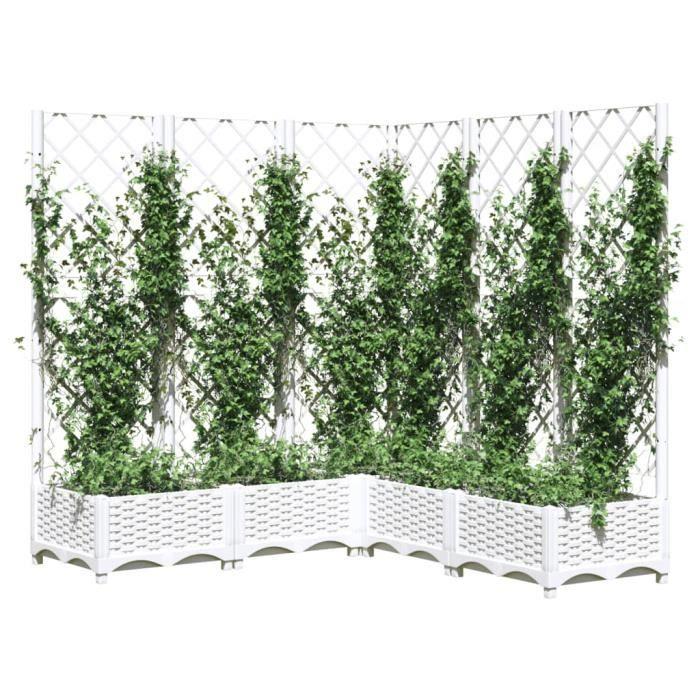 VidaXL Planter with Trellis White 120x120x121.5 Cm PP 153287