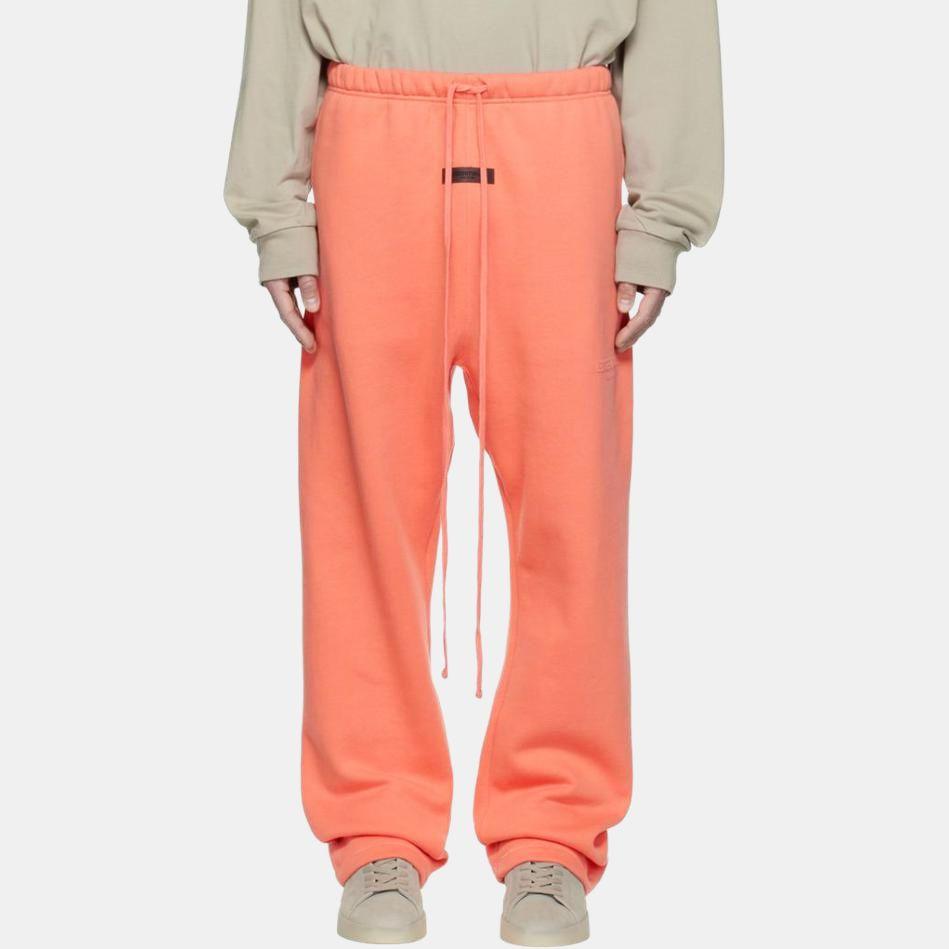 Fear of God Essentials Флисовые спортивные штаны FW22 Свободный крой С принтом логотипа Мужские штаны Кораллово-красный FOG-FW22-385