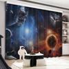Cartoon High Shading Drape Children's Room Boy Bedroom Astronaut Modern Bay Window Opening Sunscreen Blackout Sound Insulation Drape 2Pcs4