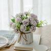 Artificial Flowers with Small Ceramic Vase Faux Roses Plants Eucalyptus Leaves Berries Flower Arrangements Decorations for Home