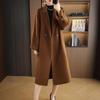 Женское шерстяное пальто большого размера экстра-длины выше колена - Приталенное двустороннее 100% шерстяное пальто для осени и зимы