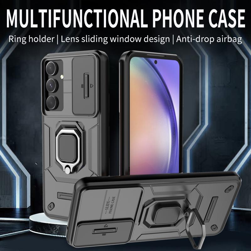 Для чехла Coque Samsung A55 Противоударный Бронированный Чехол-слайдер для защиты объектива Держатель Чехол для телефона для Galaxy A15 A25 A35 A55 A 55 M15 M35 M55 5G