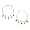 [R2584] - Gold Plated Hoop Earrings 'Cléopatra' Coral Turquoise Gold - 30 Mm 4 Mm