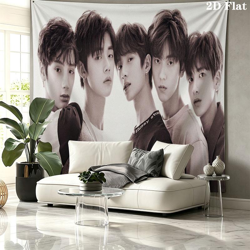 TXT Art Wall tapestry, aesthetic printed fabric blanket, suitable for bedroom, living room, and home decor.