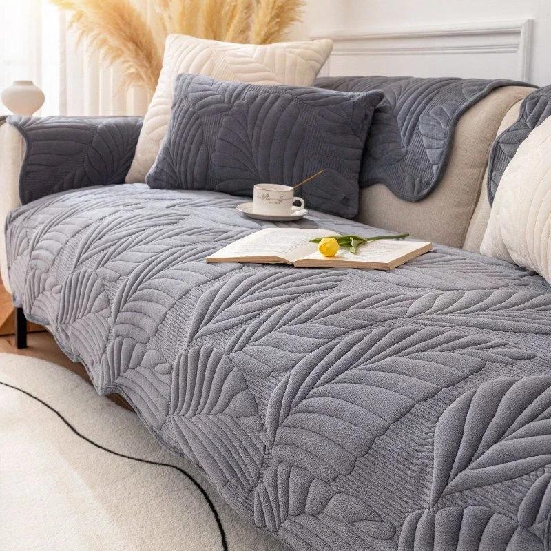 Универсальный нескользящий угловой чехол для дивана, утепленный плюшевый чехол для дивана, полотенце, зимнее теплое полотенце для дивана, чехлы для дивана для гостиной
