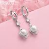 925 Sterling Silver AAA Zircon Pearl Fashion Earrings Wedding Jewelry
