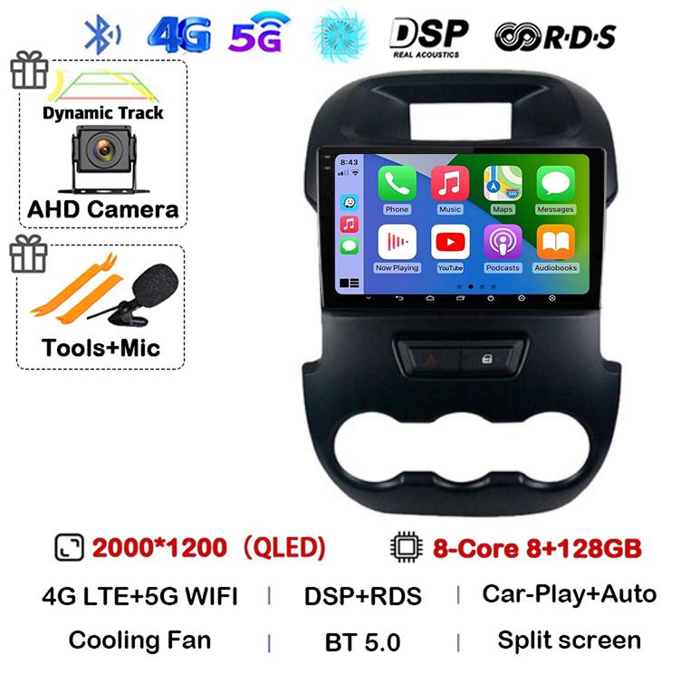 Android 14 Carplay Auto для Ford Ranger 2011 2011 2013 2014 Автомобильный радиоприемник GPS стерео мультимедийный плеер головное устройство 2 DIN WIFI+4G DSP