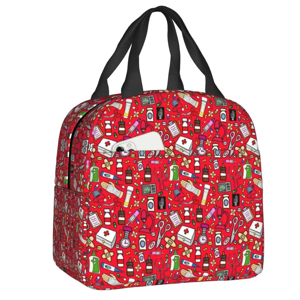 Забавный узор медсестры изолированный ланч-бокс для женщин водонепроницаемый мультфильм медсестры термохолодильник бенто бокс офис пикник путешествия