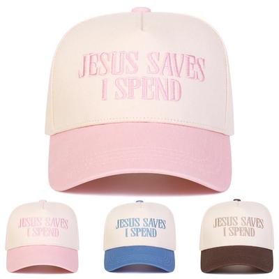 Унисекс Кепки Бейсболки с вышивкой букв "Jesus Saves I Spend" Весна Осень Наружные Регулируемые Повседневные Кепки Шляпа от солнца Спортивная Кепка
