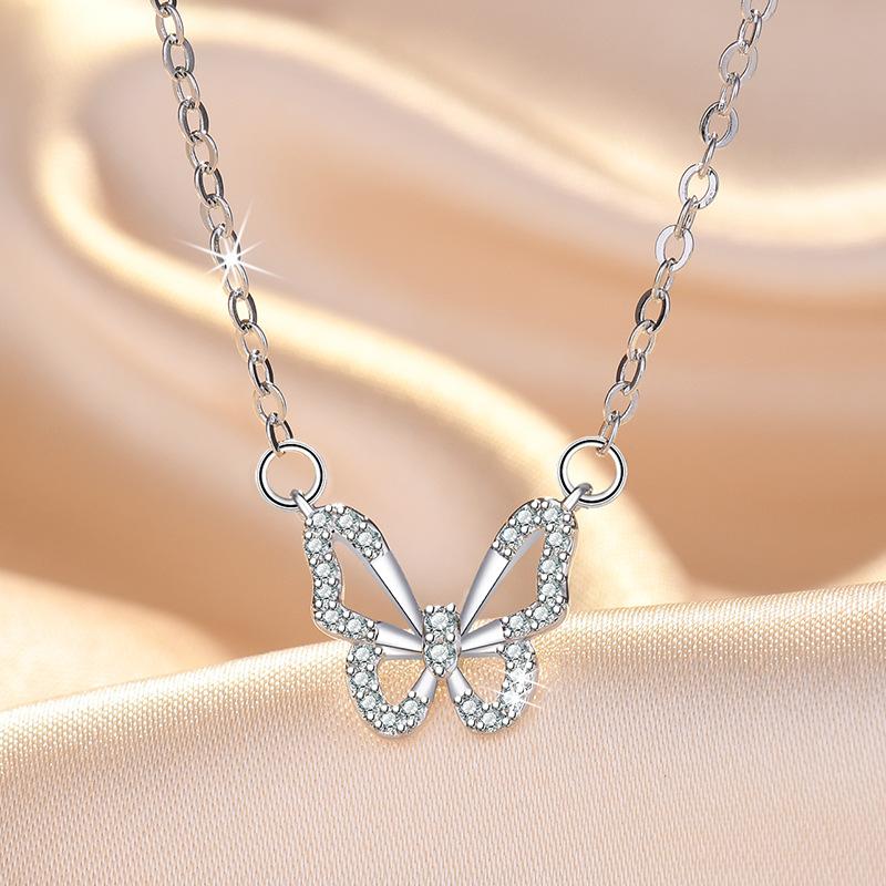 925 Sterling Silver Moon Necklace Pendant Zircon For Women Fashion Exquisite Student Girlfriend Jewelry Accessories Heart GiftGood product