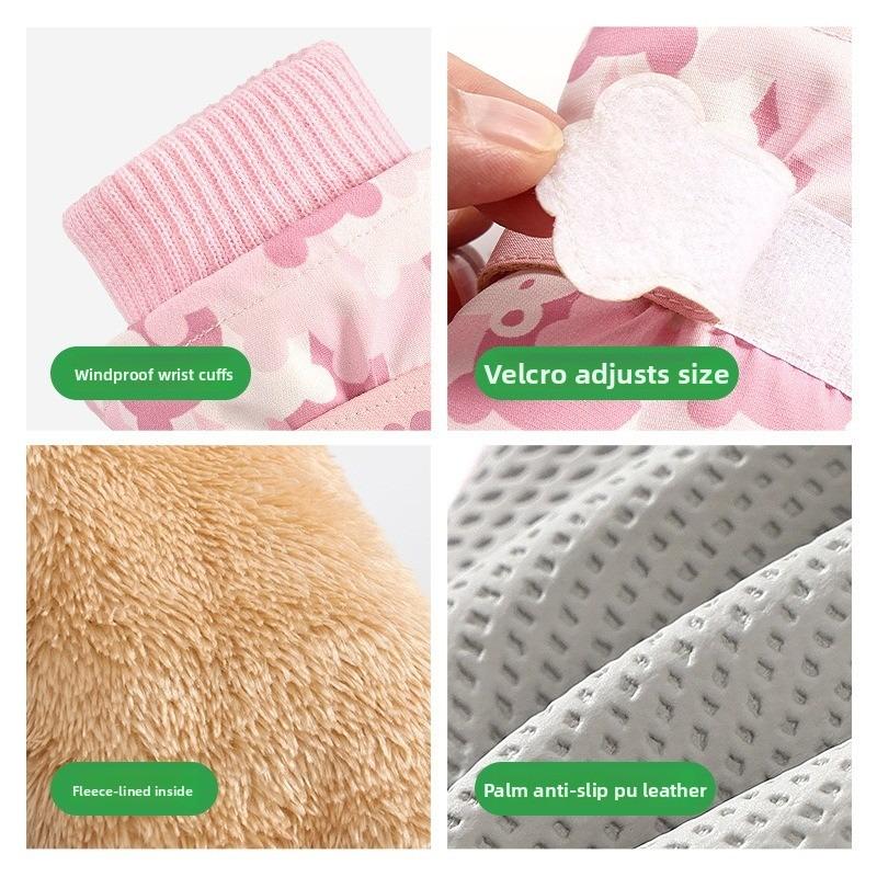 Детские водонепроницаемые зимние теплые перчатки-варежки для сноуборда для мальчиков и девочек, нескользящие термоперчатки для игр в снегу и катания на коньках