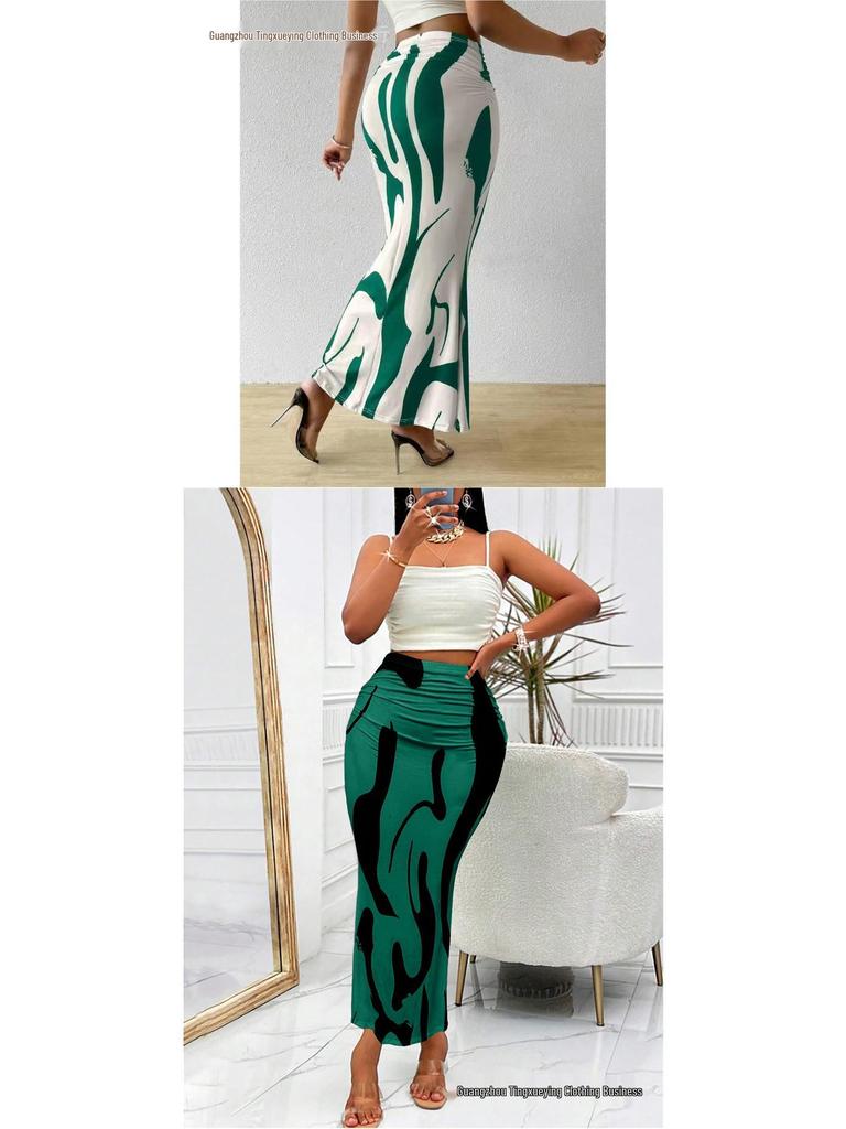 Европейская и американская женская юбка-рыбка с принтом зебры и высокой талией