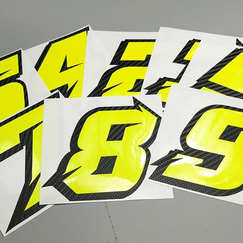 Premium Waterproof UV Resistant 100mm High Neon Fluorescent Racing Number Sticker Reflective JDM Decal Die Cut Vinyl Motorcycle