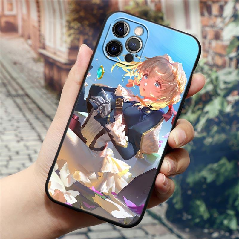 Чехол Apple для iPhone 11 12 13 Pro Max mini XS X XR 7 8 6 6S plus SE 2020 Мягкие силиконовые чехлы Чехол Violet Evergarden Girl Anime