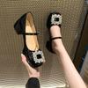 Temperament Single Shoes with Skirts Women's Evening Breeze Gentle Shoes Spring 2024 New Fashionable Versatile High-heeled Mary Jane Shoes