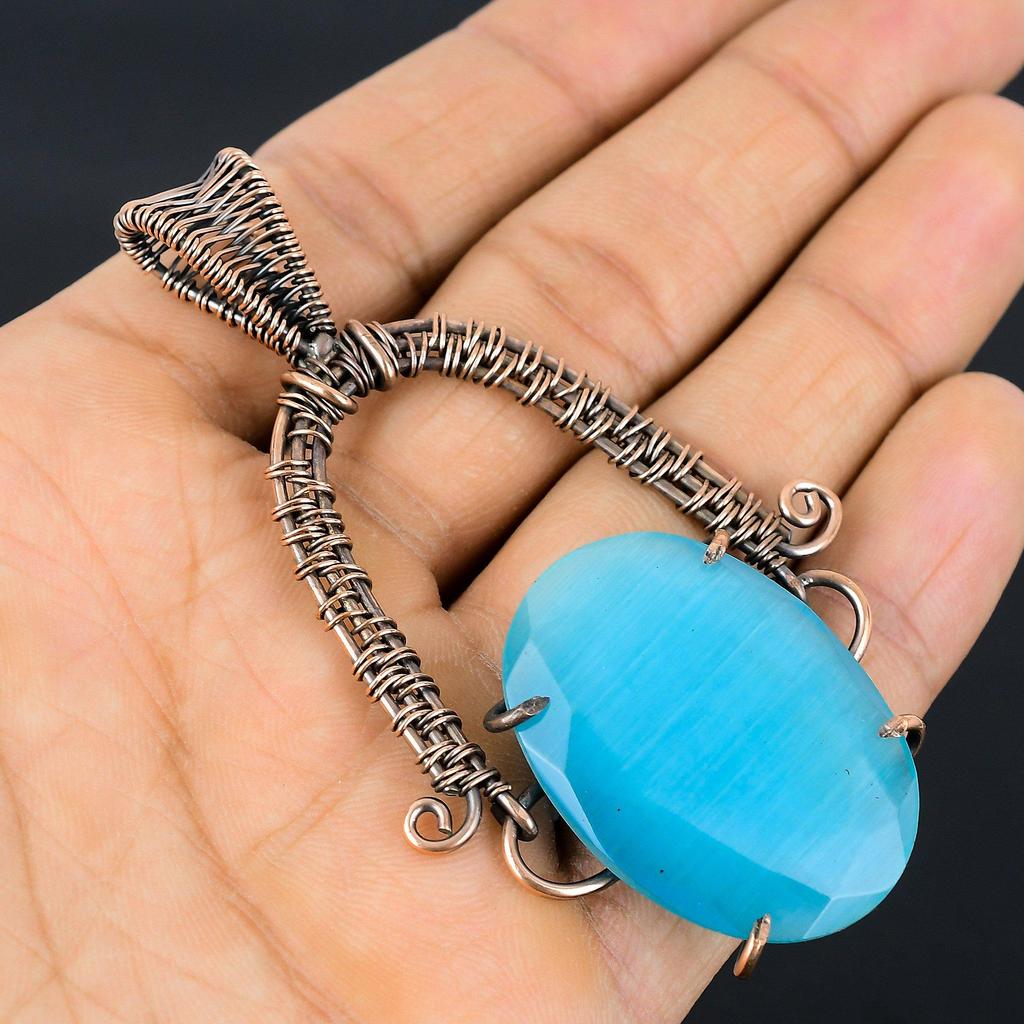 Monalisa Pendant, 999 Copper Wire Wrapped Pendant Handmade Gemstone Jewelry, Gifts For Wife Brand New Pendant