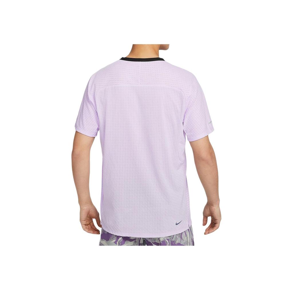 Nike Сплошной цвет, повседневная дышащая, впитывающая пот футболка с круглым вырезом и коротким рукавом реглан, мужские топы, туманно-фиолетовый DV9306-511