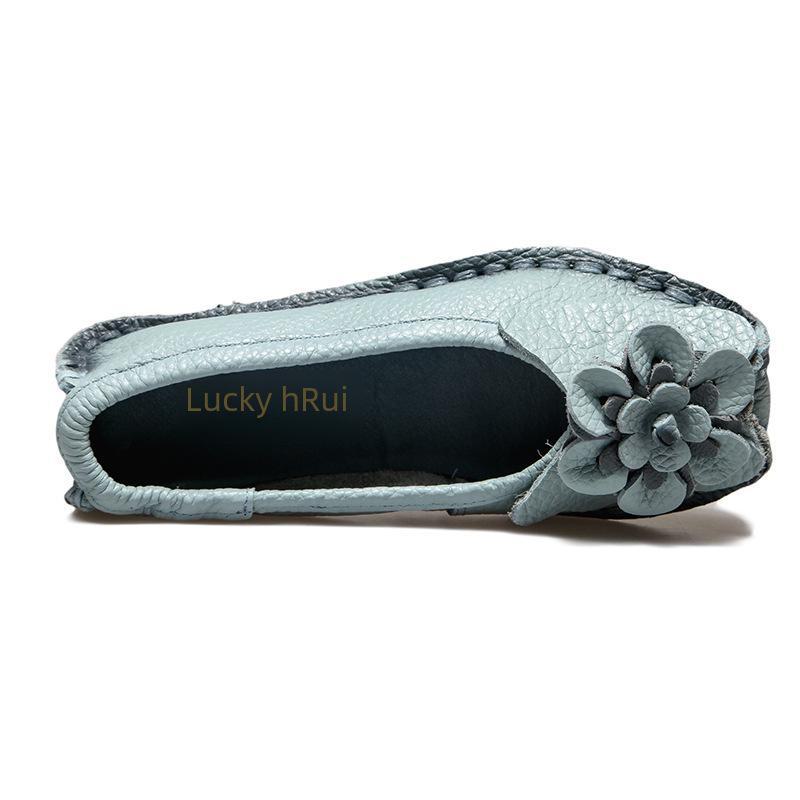 Женские балетки Xinrui в стиле ретро из натуральной кожи с мягкой подошвой — ручная работа, удобные, с неглубоким вырезом