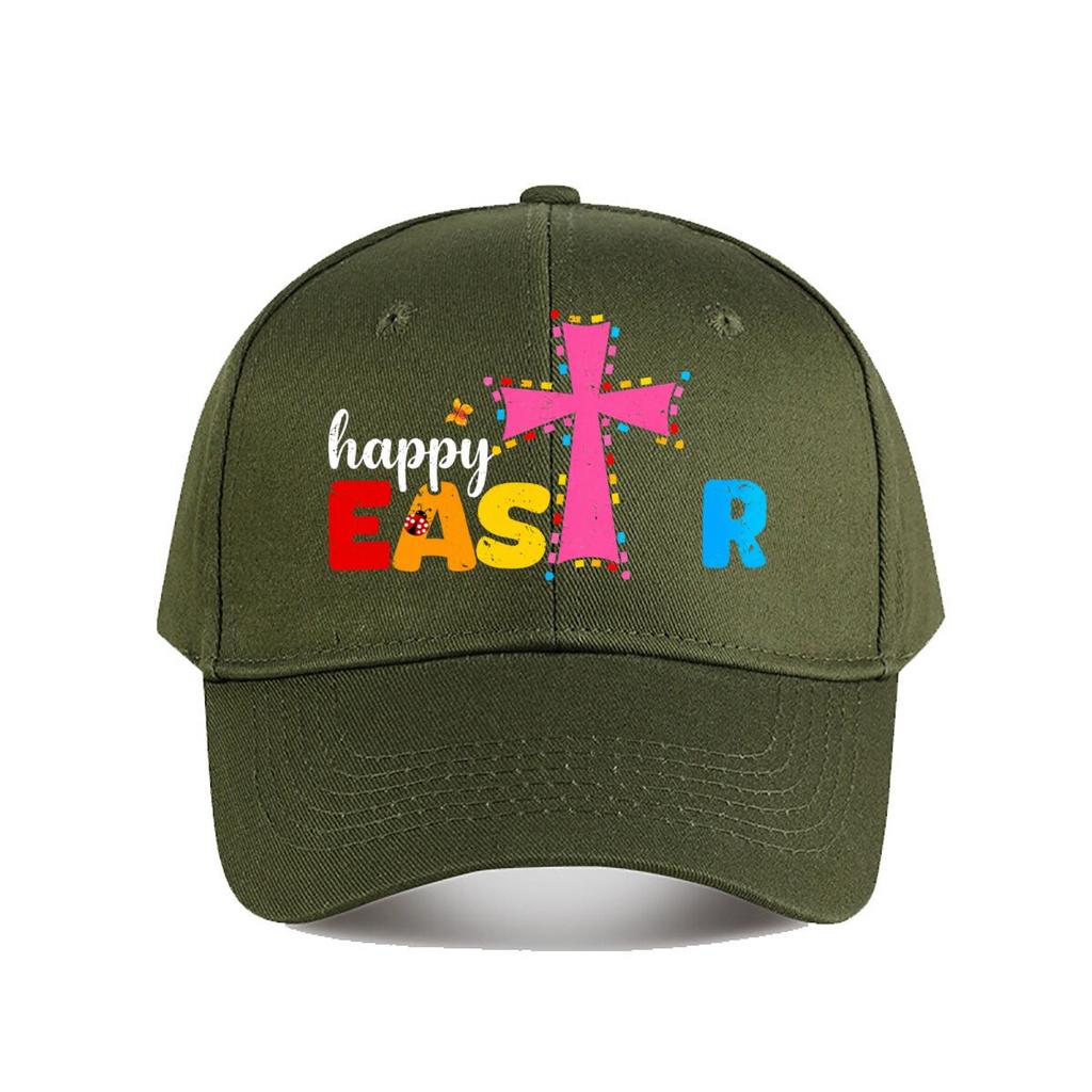 Happy Easter Colorful Cross Baseball Cap Fashion Unisex Sunhat Womens Outdoor Sports
