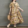 2025 Women Summer Dress Vintage Printing Floral Basic Casual Oversized Long Loose Dress Plus Size