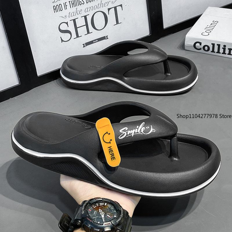 Fashion Men's Platform Flip Flops Summer Soft Sole EVA Slippers for Men Outdoor Casual Beach Shoes Home Non-slip Bathroom Slides Shoes