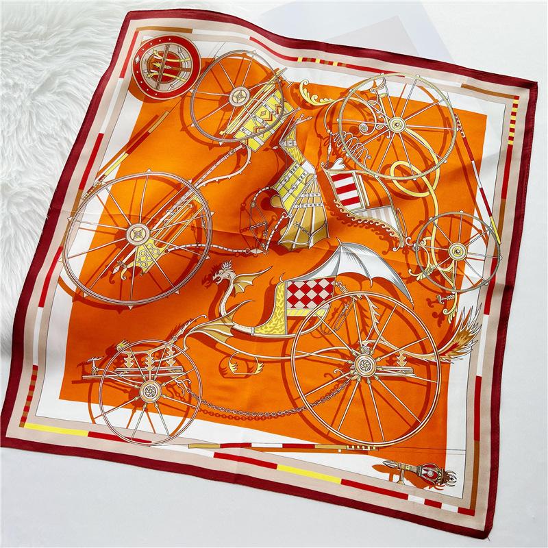 53*53cm Square Silk Scarf Women's Fashion Printed Small Neck Scarf Office Women's Hair Belt Folar Handkerchief Women's Handkerchief Scarf
