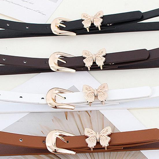 Женский ремень из искусственной кожи с пряжкой в виде бабочек, регулируемой длины, пояс для платья, рубашки, топов, универсальный ремень