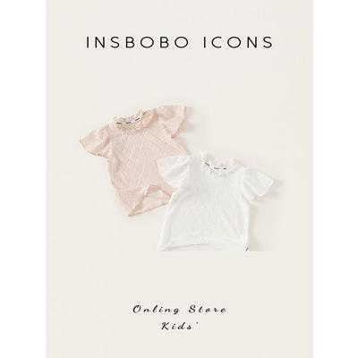 Girls' Short-Sleeve Children's T-Shirt Summer Baby Girl Top with Small Flutter Sleeves, Girls' Summer Wear 2026 New Stylish Children's Clothing