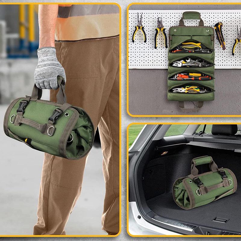 Garden-Style Electrician & Carpenter Roll-Up Tool Bag: Multifunctional Hanging Storage Pouch