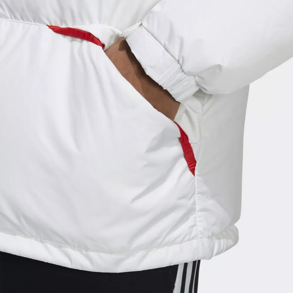 Adidas Пуховик с контрастной полосой и воротником-стойкой, мужская верхняя одежда, белый H20751