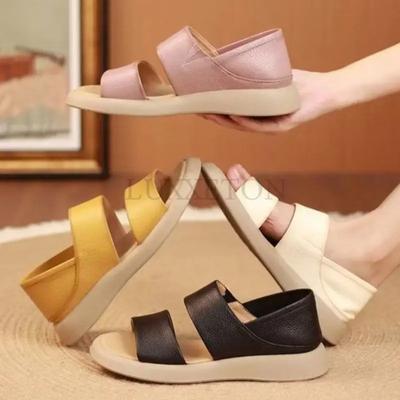 Женские сандалии Летние новые мягкие повседневные летние туфли Женские элегантные плоские сандалии Fish Mouth Beach Slip on Shoes Sandalias Mujer