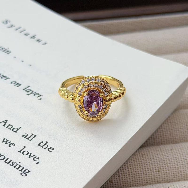 Средневековое французское ретро кольцо с открытой шинкой и полным бриллиантом, модное, с высоким чувством стиля и темпераментом, нишевый дизайн, изысканные бриллиантовые аксессуары для женщин