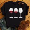 Women Black T Shirt Watercolor Butterfly Wine Glass Print T Shirt Female Funny Graphic Tee Shirts 90s Ladies Casual Tops Tee