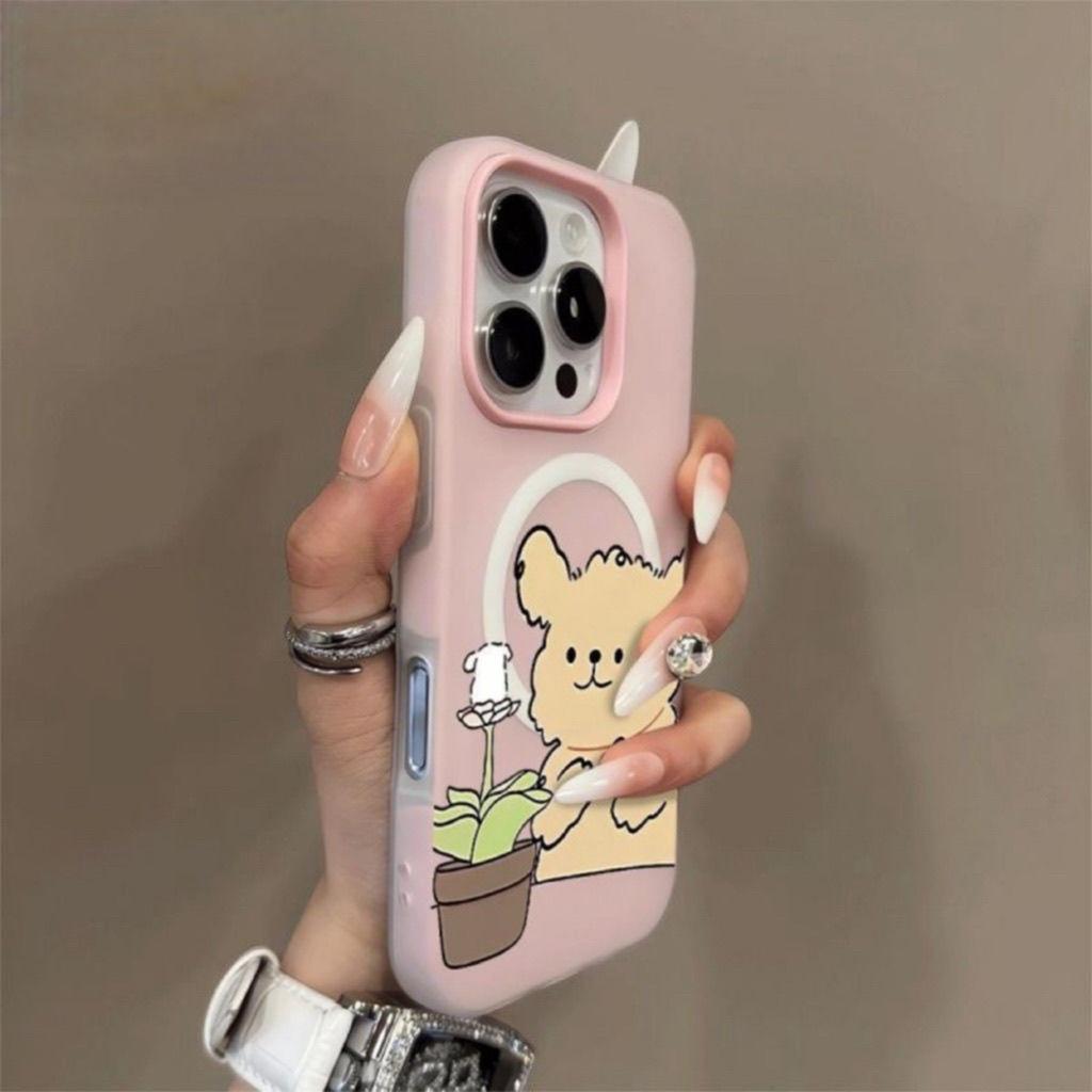 Magnetic Jelly Two-in-one Mobile Phone Case for Iphone14 Cartoon Cute Solid Color Frosted Mobile Phone Case Trendy Style