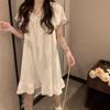 Short Sleeve Women's Pajama Dress Loose Princess Nightgown Elegant Ruffle Nightdress  Female